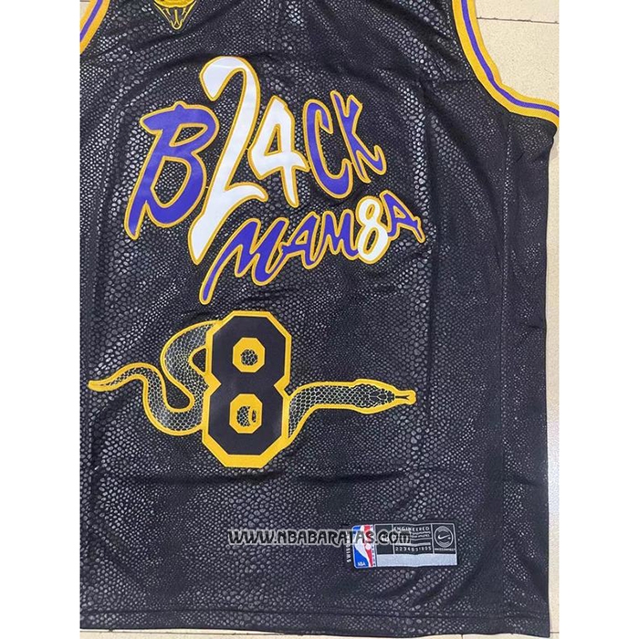 Camiseta Los Angeles Lakers Kobe Bryant #8 Black Mamba Snakeskin Negro